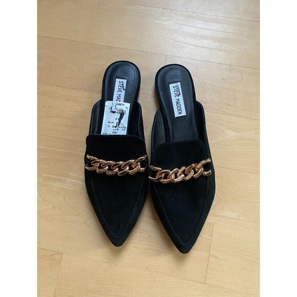 Steve Madden BNWT Pointy Toe Chain Slip On Mule Women New - Picture 2 of 6